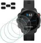 Screen Protector for Garmin Forerunner 245/245 Music Smartwatch [4 Pcs] + Anti-dust Plugs 5Pcs, MTHGH Tempered Glass 9H Hardness Sensitive Touch Bubble Free Film Ultra-Thin Protective Cover