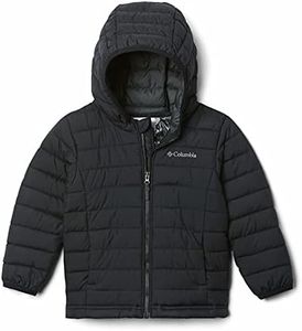 Columbia Boy’s Powder Lite Hooded Winter Jacket, Water repellent, Black, Small