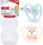 NUK Space Baby Dummy | 0-6 Months | Soothers with Extra Ventilation for Sensitive Skin | BPA-Free Silicone | Fox | 2 Count