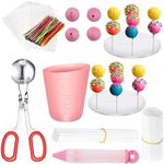 Tkifoda Cake Pop Kit,404 Pcs Lollipop Cake Pop Maker Set with Cake Pop Stand,Cake Pop Sticks and Wrappers,Decorating Pen, 4 Piping Tips,Measuring