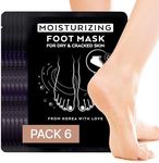 Moisturizing Foot Mask for Dry Cracked Feet - Foot Moisturizing Socks for Women, Men - Feet Mask Pedicure Foot Spa Socks - Cracked Heel Treatment with Foot Mask Bulk - Foot Moisturizer Socks - 6 Pack