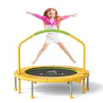 CLORIS 38in Folding Trampoline Rebounder Fitness Trampoline with Adjustable Foam Handle for Kids, with safty Padded Cover Best Gift for Kids (38in-Yellow)