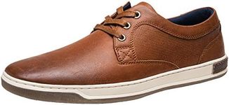 JOUSEN Men's Fashion Sneakers Simple Mens Casual Shoes Breathable Mens Business Casual Shoes (A81Q06CA Brown 9.5)