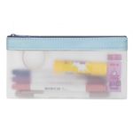 hoinya Clear Pencil Case, Exam Pencil Case, Pencil Pen Bag with Zipper - Stationery Organizer Aesthetic Pencil Case Waterproof Travel Luggage Pouch Make up Bag, Blue