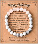 Happy Birthday Gifts Bracelet for Women Mom Daughter Bff Bead Bracelet with Engraved Bday Gift Card Birthday Presents for Women Girls Birthdate Bracelet Accessories Gifts for Friend Female Couple Wife