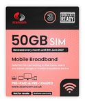 Three 50GB Data SIM - 5G Preloaded Every Month from now until 8th June 2027 - Perfect For Wifi Routers, Tablets & Phones - Business Grade 5G Data (50GB Expiry June 2027)