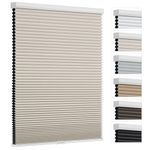 Changshade Cellular Shades Cordless Blinds Blackout for Indoor Windows, Black Out Honeycomb Blind Room Darkening Pleated Pull Down for Home, Bedroom, Shade Size 19 inch Wide 36 inch High, Beige