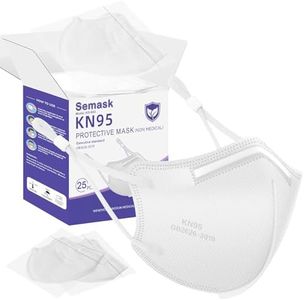 Semask KN95 Adjustable Masks 25 Pack, Individually Wrapped Disposable Masks with Adjustable Ear Loops (White)