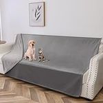 Tuffeel 100% Waterproof Dog Blanket, Soft Leak Proof Pet Couch Throw for Sofa, Bed Furniture Protector Covers from Dogs Puppys Washable(68"x82", Light Grey+Dark Grey)