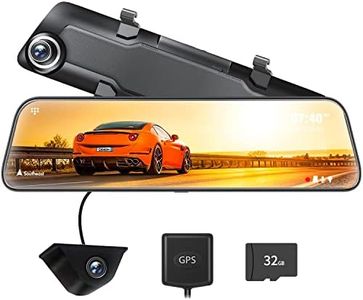 WOLFBOX 12'' Mirror Dash Cam with WiFi,2.5K Rear View Mirror Camera with 1080P Rear Camera,WiFi Mirror Dash Cam Front and Rear,Dual Dash Camera for Cars with 32GB Card & GPS,Parking Monitoring