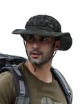 PanPacSight Men's New Camouflage Tactical Boonie Hat for Outdoor Activities, 22.8"-24", Black, One Size