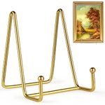 Mocoosy 4 Inch Plate Stands for Display- Gold Iron Easel Plate Holder Display Stands Metal Frame Holders for Photo, Pictures, Decorative Plate Dish and Tabletop Art-2 Pack