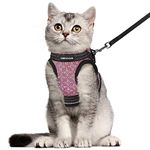CatRomance Cat Harness and Leash Escape Proof for Walking, Safe Adjustable Large Kitten Vest Set with Reflective Strip for Kitty, Easy Control Comfortable Soft Outdoor Pet Harnesses, Pink, Large