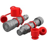 Flat Face ISO 16028 to Ag ISO 5675 Pioneer Style Hydraulic Quick Connect Coupler Adapter Set W/Dust Caps