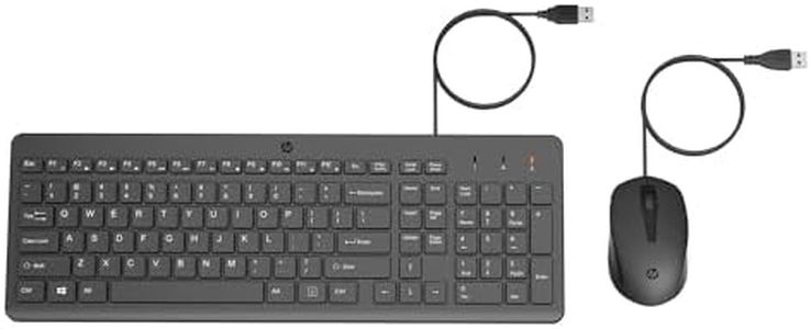 HP 150 Wired Mouse and Keyboard, USB Type-A, Black, Number Lock, Caps Lock and Scroll Lock, 240J7AA