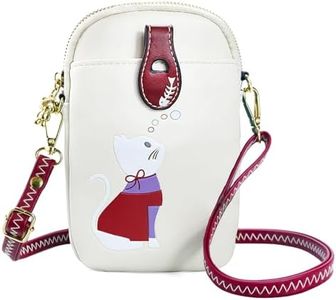 Huwzder Cute Cell Phone Purse wallet crossbody Purse Women Cat CellPhone Leather Bag For Teen Girls Gifts, Beige, Cat Bag