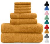 Midland Bedding 8 Piece Bale Towel Set, Cotton Towels Set - 4 Wash Cloths/Face Towels, 2 Bath Towels and 2 Hand Towels for Bathroom. 400 GSM Thread Count (Mustard)