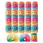 SHATCHI 12 Mini Rainbow Smiley Face Springs Slinky Pinata Party Loot Bag Fillers Toy, Multi,12pcs