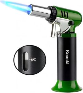 Koackl Refillable Butane Torch with Fuel Gauge & Safety Lock - Adjustable Flame - Perfect for Welding, Resin Art, & More - One-handed Operation (Butane Gas Not Included)