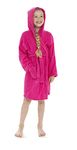 Childrens Kids Boys Girls Hooded Towelling Bathrobe Dressing Gown 100% Cotton Terry Towel Soft Towlling 7-13 Years (Hot Pink, 7-8 Years)