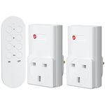 SURNICE Remote Control Plug Socket, 13A/3000W Wireless Remote Light Switch, 40m/130ft Long Range for Household Appliances, 2 Pack Sockets and 1 Remote