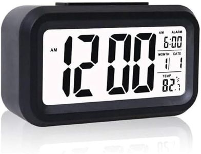 E-COSMOS Alarm Clock Digital Clock, Table Clock, Alarm for Students, Digital Alarm Clock, Clock for Study Table, Digital Clock for Table,Temperature Sensor & Date (14W x 8H cm) (Black Digital) (Black)