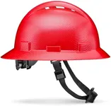 Acerpal Full Brim Vented Red Textured Carbon Fiber Design Matte Finish OSHA Hard Hat with 6-Point Suspension