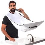 Beard Bib Apron, Beard Shaping Tool, Beard Hair Clippings Catcher, Non-Stick Waterproof Beard Shaving Apron, Trimming Accessories with Suction Cups, Grooming Gifts for Men & Father & Husband(White)