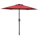 Simple Deluxe 9ft Outdoor Market Table Patio Umbrella with Button Tilt, Crank and 8 Sturdy Ribs for Garden, Deck, Lawn, Backyard & Pool, Red