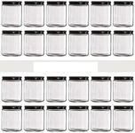 BIG CART 200Ml Glass Jars With Metal Lids, Clear Round Candle Making Jars- Empty Food Storage Containers, Mason Canning Jar For Spice,Powder,Liquid,Sample,Honey, Cosmetic Pack Of (12), Black