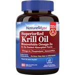 NatureMyst Professional Grade Krill Oil, 1250mg, 60 Liquid Softgels (Cut One in Half to See the Clear Difference)