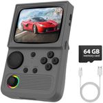 R36T Retro Gaming Console, 3.5'' IPS Screen CRT-Inspired, Handheld Game Console with 18000+ Classic Games Supports WiFi Networked Fighting and OTG, 3500mAh Battery, with Portable Case(Grey 64GB)