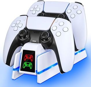 PS5 Controller Charger Station for PlayStation 5 Dualsense/Dualsense Edge,Charging Station with 4 RGB Light, PS5 Controller Accessories Charging Dock, White