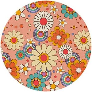 QUICQOD Retro 70s Hippie Groovy Colorful Daisy Flowers Floral Mouse Pad 8.7 x 8.7 Inches,Non-Slip Rubber Base Mousepads for Home Office Dorm Desk Decor,Gifts for Women Girls,Flower Lover Gifts
