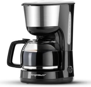 Aigostar Chocolate 30HIK–Cafetera de goteo, 1000w Cafetera de Filtro, con Filtro Reutilizable, Función Recalentar y Mantener Caliente. Sistema Antigoteo. 1,25l(10 Tazas), Libre de BPA.