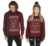 Sanfran - I'm The Nice/Naughty One Matching Christmas Top Xmas Ugly BFF Jumper Sweater - Medium & Small/Maroon