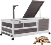Ketive Tortoise Habitat, Large Wooden Tortoise Enclosure Habitat with No-Leaking Tray Indoor & Outdoor, Reptile Cage for Small Animals TOR02-Grey