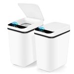 2 Pack Automatic Touchless Garbage Bin, 12L & 12L Automatic Bathroom Trash Can, Smart Motion Sensor Trash Bin Waterproof Small Slim Garbage Can for Office Living Room Toilet Kitchen (White)