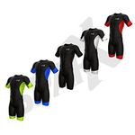 Sparx Men's Elite Sleeved Triathlon Suit Short Sleeve Trisuit SpeedSuit Skinsuit Swim-Bike-Run, Black/Neon Green, X-Large