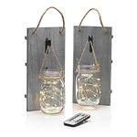 Auraglow Remote Control LED Fairy String Lights Hanging Rustic Vintage Country Wall Décor Mason Jar, Twin Pack