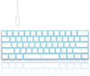 TMKB T61SE 60% Mechanical Gaming Keyboard, Quiet Linear Red Switch, LED Backlit, Double-Shot keycap, Anti-Ghosting, Detachable USB-C, Wired Computer Keyboard for Windows Laptop PC Gamer Typist, White