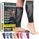 BLITZU Calf Compression Sleeves for Men and Women. Footless Compression Socks Support for Varicose Vein, Nursing, Running. Leg Sleeve Brace for Shin Splints, Pain Relief & Reduces Swelling Black L-XL