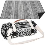 Picnic Blankets Outdoor Extra Large-Waterproof Picnic Blanket with Shoulder Carry Strap | Machine Washable Picnic Mat with Sandproof Backing for Park , Grass, Camping, Hiking, Concerts (Black)