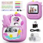 CAMCLID Kids Camera Instant Print, 2.4’‘ Instant Camera for Kids with 32G Card & Print Photo Paper, 1080P HD Video Toddler Camera, Christmas Birthday Gifts for Boys Girls Age 3-12(Purple)