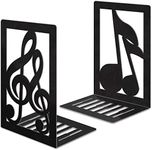 Book Ends,Metal Bookend,Bookend Decorative Heavy Book Ends for Shelves, Home Decorative Bookends for Heavy Books,Non-Skid Musical Note Bookshelf Holder