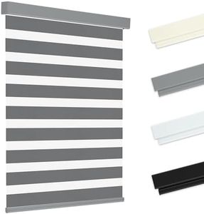 Allesin zen Cordless Zebra Blinds 27" W x 72" H Dark Gray, Dual Layer Day and Night Shades, Room Darkening Blackout & UV Protection, Child & Pet Safe, Easy Install, Home Office Window Treatment