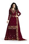 Rekha Fashion Hub Women's Semi Stitched Heavy Embroidered Long Anarkali Gown with Dupatta (Purple)