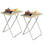 Tv Trays Folding Tray Table Dinner Tray Table with No Assembly Required&Sturdy, Foldable Snack Eating Trays Table for Living Room 15 x 18.9 x 26in(Natural,2PC)