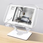 VECOFO Acrylic Adjustable Book Stand, 360° Swivel Base, Foldable Holder for Reading, Laptop, Tablet, PC, eReader