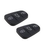 YINETTECH 2 Pack 3-Button Auto Remote Key Fob Button Pads Rubber Black Insert Keypads for Car Key Shell Replacement Part